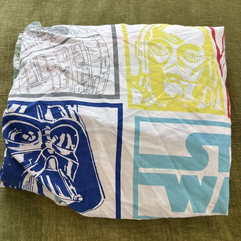 Vintage Star Wars Twin Fitted Sheet Stamps Cotton Blend Darth C-3PO R2D2 Yoda
